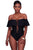 Sexy Black Ruffle Off-The-Shoulder One Piece Swimsuit