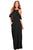 Sexy Black Ruffle Sleeve Cold Shoulder Maxi Dress
