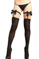 Sexy Black Satin Bow Accent Sheer Thigh High Stockings