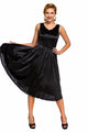 Sexy Black Scallop Neck Cinched Waist Ladylike Vintage Dress