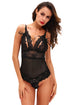 Sexy Black Scalloped Lace Accent Peek-a-boo Teddy Lingerie