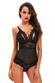 Sexy Black Scalloped Lace Accent Peek-a-boo Teddy Lingerie