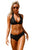 Sexy Black Scalloped Laser Hollow Out Halter Bikini Swimsuit