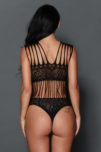 Sexy Black Seamless Floral Lace Teddy Lingerie