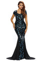 Sexy Black Sequin Embellishment Elegant Mermaid Evening Gown