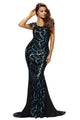 Sexy Black Sequin Embellishment Elegant Mermaid Evening Gown