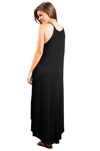 Sexy Black Sexy Chic Sleeveless Asymmetric Trim Maxi Dress