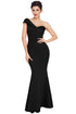 Sexy Black Sexy One Shoulder Ponti Gown
