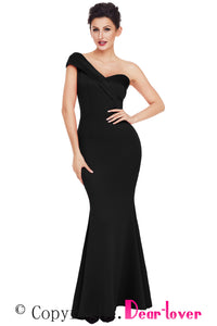 Sexy Black Sexy One Shoulder Ponti Gown