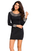 Sexy Black Sexy Round Neck Long Sleeve Bodycon Studded Dress