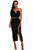 Sexy Black Sexy Strapless V-neck Side Slits Tube Midi Dress