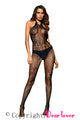 Sexy Black Sheer Bodystocking with Print