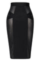 Sexy Black Sheer Mesh Cutout Midi Bandage Skirt