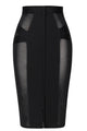Sexy Black Sheer Mesh Cutout Midi Bandage Skirt