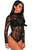 Sexy Black Sheer Mesh Print Long Sleeves Bodysuit