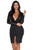 Sexy Black Sheer Pinstripe Mesh Accent Midi Bodycon Dress