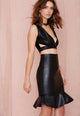Sexy Black Shiny Leatherette Fashion Skirt Set