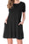 Sexy Black Short Sleeve Draped Hemline Casual Shirt Dress