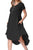 Sexy Black Short Sleeve High Low Pleated Casual Swing Dress