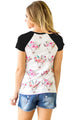 Sexy Black Short Sleeve Pocket Floral Shirt
