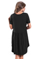 Sexy Black Short Sleeve Pullover Babydoll Style Casual Dress
