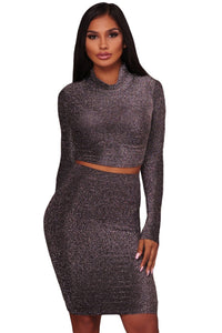 Sexy Black Silver Shimmer Two Piece Dress