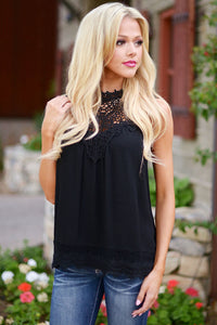 Sexy Black Sleeveless Crochet Vest Top