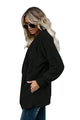 Sexy Black Soft Fleece Hooded Open Front Coat