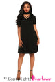 Sexy Black Soft Jersey Knit Cross Front Choker Dress