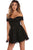 Sexy Black Strapless Drop Shoulder Lace Skater Dress