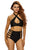 Sexy Black Strappy Cutout Detail 2pcs Halter Swimsuit