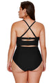 Sexy Black Strappy Neck Detail High Waist Swimsuit
