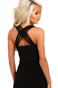 Sexy Black Strappy Side Split Maxi Dress