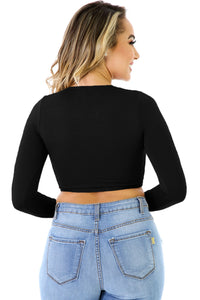 Sexy Black Straps and Grommet Detail Corset Crop Top