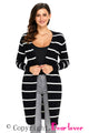 Sexy Black Striped Ribbed Cardigan