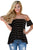 Sexy Black Striped Short Sleeve Off Shoulder Top