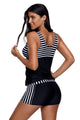 Sexy Black Striped Tankini and Short Set