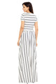 Sexy Black Striped White Short Sleeve Maxi Dress