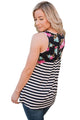 Sexy Black Stripes and Floral Womens Tank
