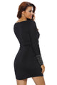 Sexy Black Studded Long Sleeve Mini Dress