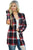 Sexy Black Suede Elbow Patch Long Sleeve Plaid Cardigan