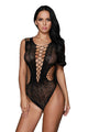 Sexy Black Sultry Beauty Mesh Cutout Teddy Lingerie