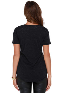 Sexy Black Summer Basic Pocket T-shirt