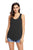 Sexy Black Summer Side Slits Tank Top with Pocket