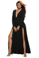 Sexy Black Super Classy Long Sleeves Double Slit Long Maxi Dress