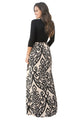 Sexy Black Taupe Printed Maxi Dress with Criss Cross Top