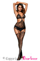 Sexy Black Triangle Cups Lace Bodystocking