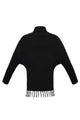 Sexy Black Turtleneck Fringe Hemline Tunic Sweater