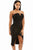 Sexy Black V Cut Bust Slim Fit Front Slit Midi Dress