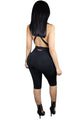 Sexy Black Variety Strap Wrap Cropped Jumpsuit